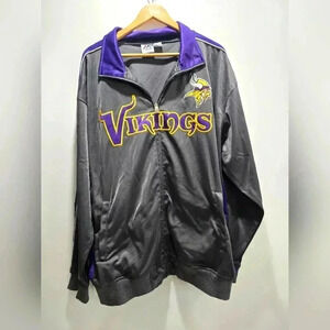 Minnesota Vikings Full Zip Track Jacket 3X Embroidered Logos Majestic NFL